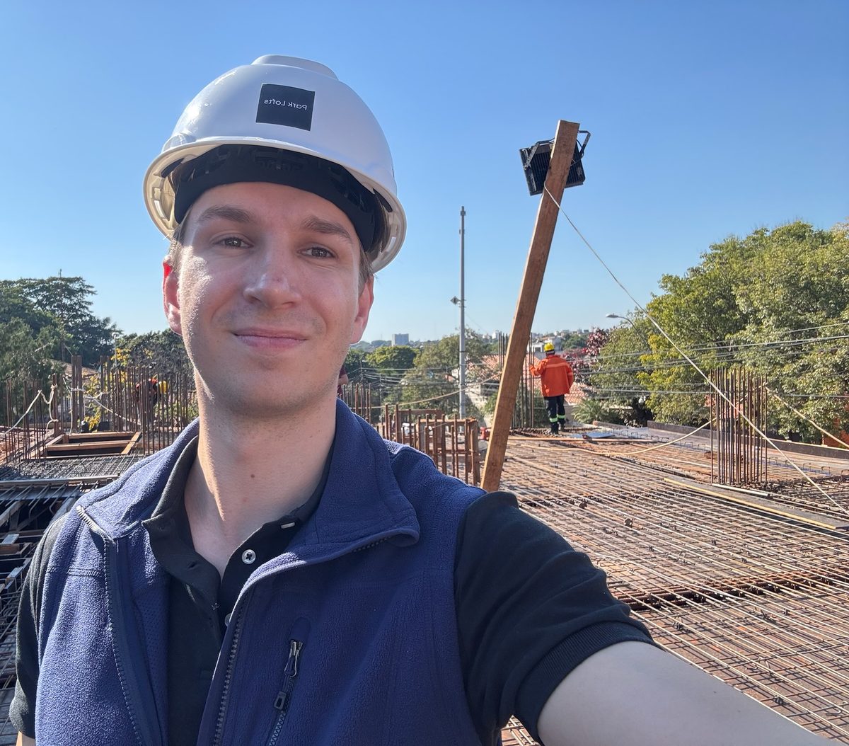 Robin Loths on-site at Park Lofts Tower construction site, Asunción Paraguay — Stuttgart Capital E.A.S.
